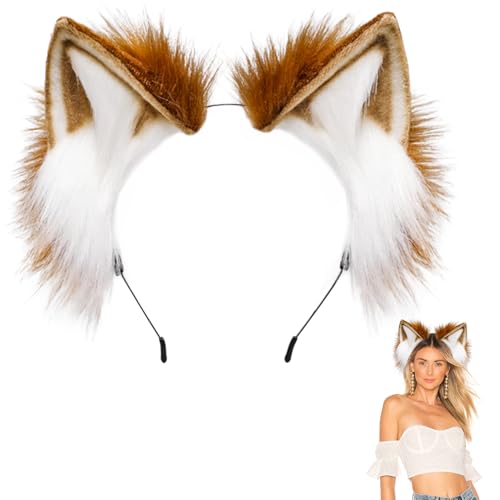 Forhandy Katzenohren Haarreif Fuchs Ohren, Handgefertigtes Wolfsohren Cosplay Kostüm Kopfbedeckung, Fuchs Kostüm Ohren für Fasching Karneval Party Halloween Weihnachten Damen Männer Mädchen Forhandy Katzenohren Haarreif Fuchs Ohren, Handgefertigtes Wolfsohren Cosplay Kostüm Kopfbedeckung, Fuchs Kostüm Ohren für Fasching Karneval Party Halloween Weihnachten Damen Männer Mädchen von Forhandy