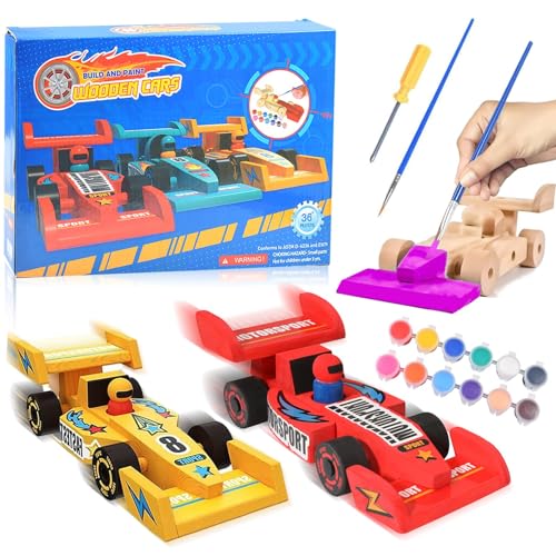 3 Stück Rennauto Bausatz Kinder Holz,Bastelset Jungen,Kinder Autos Bastelset zum Bemalen,Holz Bastelset Kinder Auto,DIY Handwerk Basteln Spielzeug Geschenk für Jungen und Mädchen ab 5 6 7 8 9 10 Jahre von Forhome