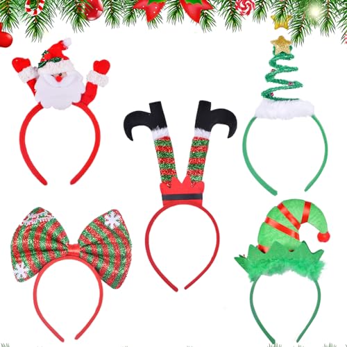 Forhome 5 Stück Weihnachten Haarreif, Weihnachtsbaum Santa Haarreifen, Weihnachten Kopfbedeckungen für Kinder Erwachsene, Weihnachten Haar Zubehör für Weihnachten Parteien Cosplay von Forhome