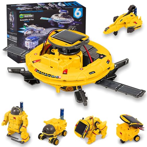 Forhome 6-in-1 Solar Roboter Experimente, Solar Roboter Kinder Spielzeug, Solarroboter Bausatz, Roboter Kinder Spielzeug, Experimente für Kinder, für Jungen und Mädchen (gelb) von Forhome