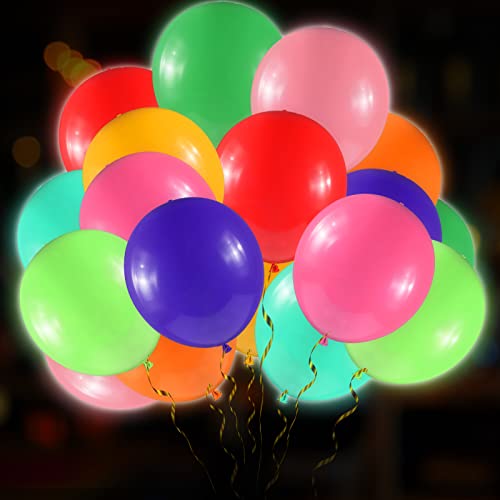 Forhome Bunte leuchtende LED-Ballons, 40 Stück, Luftballons mit LED, Helium, aufblasbare Luftballons, Geburtstag, Dekoration, beleuchtet, für Geburtstag, Hochzeit, Party, Abend, verschiedene Festivals von Forhome