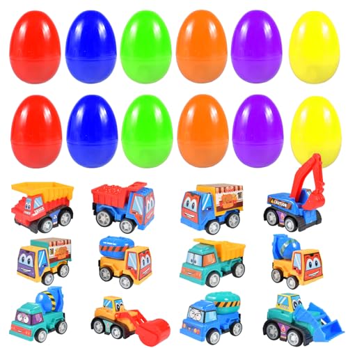 Forhome Easter Egg Toys 12 Stück Gefüllte Ostereier Mit Spielzeugautos Ostern Geschenke Kinder Ostereier zum Befüllen Ostern Eier Für Ostereier Jagen Für Ostern Partyzubehör Osterkorbfüller Kinder von Forhome