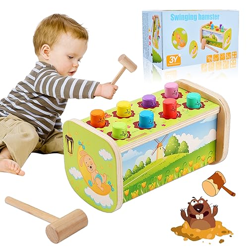 Forhome Montessori Spielzeug Hammer Spiel, Spielzeug Lernspielzeug mit 1 Hammer, Klopfspiel, Montessori Spielzeug ab 2 3 4 Jahren, Gutes Geschenk für Baby Kleinkinder von Forhome
