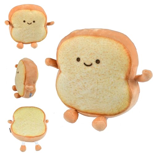 Toastbrot Kissen Toast Kuscheltier, 18CM lustiges Brot Form Plüschtier Kissen, Weiches Plüschtier Toast Geschnittenes Brotkissen Gefüllte Plüschkissen für Kinder Erwachsene, Heimdekoration von Forhome