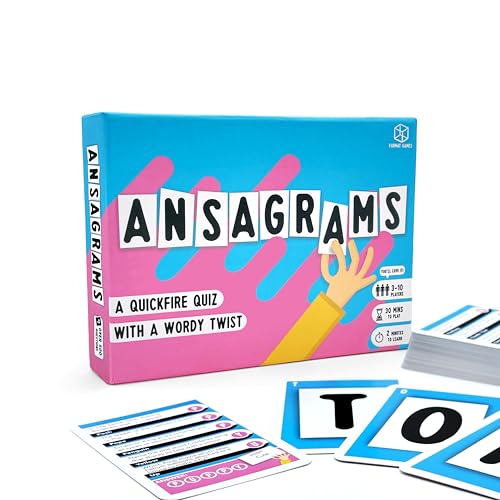 Format Games Ansagrams Quiz-Kartenspiel, EIN Schnellfeuer-Quiz mit einem Wortwechsel, ab 3 Spielern, ab 12 Jahren, 500 Fragen, 30 Minuten Spielzeit von Format Games