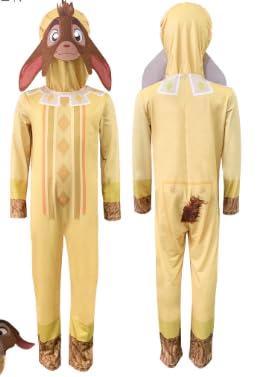 Formemory Schaf Kostüm KindSchaf Wish Kostüm,Schäfchen Karneval Halloween Kostüm Kinder mit Perücke,Schaf Jumpsuit Kinder,Lamm Kostüm (Gelb, 150) von Formemory