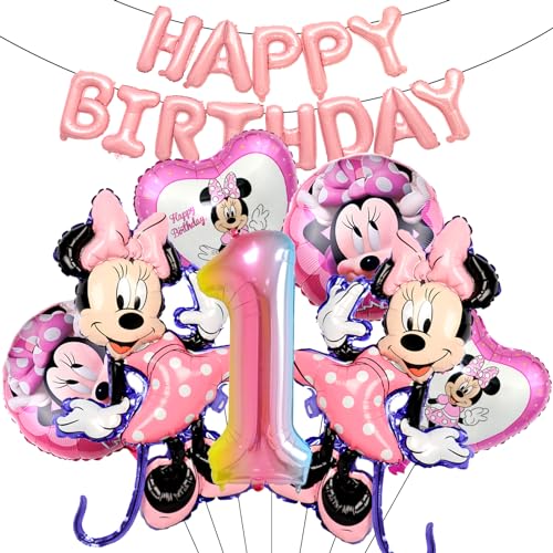 8 Stück Rosa Minnie Luftballons, Minnie Geburtstag Party Deko, Minnie Themed Geburtstag Dekorationen, Für Kinder Mädchen Geburtstag Dekoration, Minnie Geburtstagsdeko 1 Jahre von Forninc