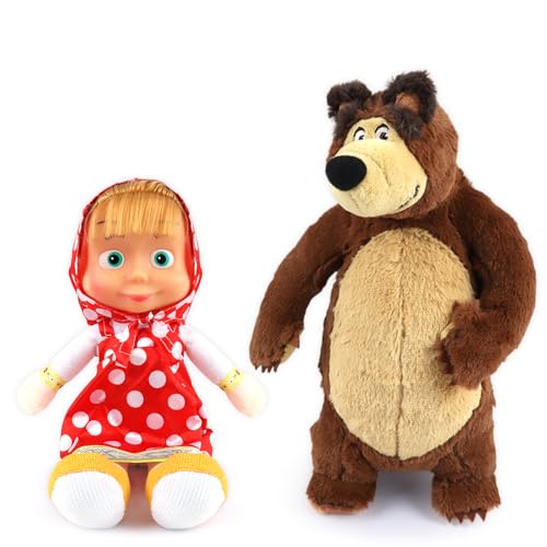 Forninc 2 PCS Masch Kuscheltier und Bär Kuscheltier, Masch Puppe, Bär Puppe, Kuscheltier Bär, Plüschtier Bär, Kinder Geschenk, Plüschtiere für Kinder von Forninc