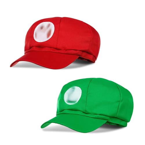 Mari Cap Kinder, Mari Baseball Mütze, Mütze Outdoor, Geschenke für Kinder, Kann für Rollenspiele Verwendet Werden, 2Pcs, (Rot + Grün) von Forninc