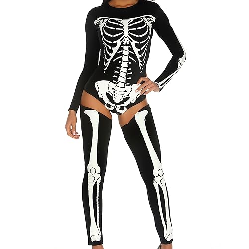 Forplay Costumes Bad To The Bone Body mit Siebdruck und Beinstulpen, schwarz, Small/Medium von Forplay