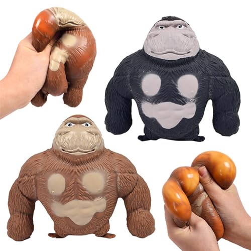 Anti Stress Spielzeug Erwachsene Kinder,Forreen 2 Stück Gorilla Stress Toy Realistisch Gegen Extrusion Weiches Gummi Gorilla Stressabbau Spielzeug für Freizeit, Unterhaltung und Dekompression von Forreen