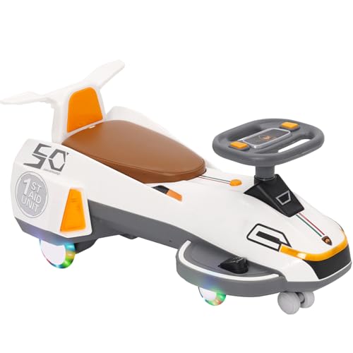 Kinder Elektroauto 2 Startmodi,Elektrisches Rutschauto mit Pedal, Kinderauto Elektrisch mit 360°-Lenkung, Kippschutz & Schaukelfunktion,Rutschfahrzeug mit Lichtern und Musik für Babys & Kleinkinder von Forroby