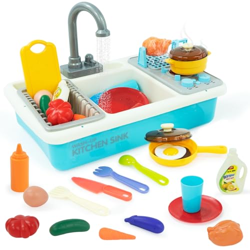 Küchenspüle Spielzeug,Küchenspüle Spielzeug Set mit Wasserkreislauf und Grillfunktion, Spülbecken für Kinder mit Geschirrkorb und Essensspielzeug, für Kinder ab 3 Jahren Küchenspüle Spielzeug,Küchenspüle Spielzeug Set mit Wasserkreislauf und Grillfunktion, Spülbecken für Kinder mit Geschirrkorb und Essensspielzeug, für Kinder ab 3 Jahren von Forroby