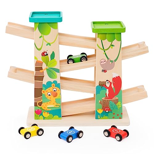 Kugelbahn Autos Holz ab 1 Jahr, Auto Rennbahn Holz Spielzeug, Holz Kinderspielzeug 1 2 Jahre Jungen mit 4 Miniautos und 2 Parkplätzen Kugelbahn Autos Holz ab 1 Jahr, Auto Rennbahn Holz Spielzeug, Holz Kinderspielzeug 1 2 Jahre Jungen mit 4 Miniautos und 2 Parkplätzen von Forroby