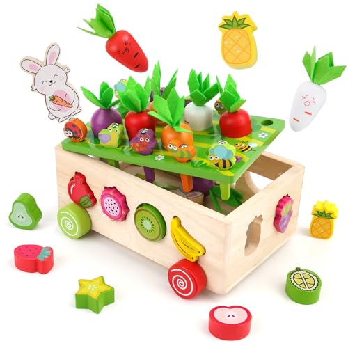Montessori Spielzeug ab 1 Jahr,7 In 1 Holzspielzeug Baby Sortier & Stapelspielzeug, Farmspiel Motorikspielzeug aus Holz,Lernspielzeug Geschenk für 1 2 3 4 5 Jahre Kleinkind von Forroby