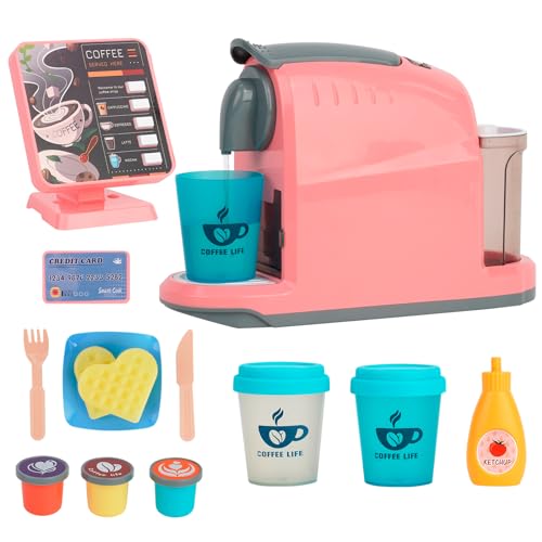 Spielzeug Kasse & Kaffeemaschine Kinder,Kaufladen Zubehör/Küchenzubehör Set,Kindergeschirr Spielküche,Kaffeemaschine Spielzeug,Küchenspielzeug Kaffeeservice für Mädchen und Jungen ab 3 Jahre (Rosa) Spielzeug Kasse & Kaffeemaschine Kinder,Kaufladen Zubehör/Küchenzubehör Set,Kindergeschirr Spielküche,Kaffeemaschine Spielzeug,Küchenspielzeug Kaffeeservice für Mädchen und Jungen ab 3 Jahre (Rosa) von Forroby
