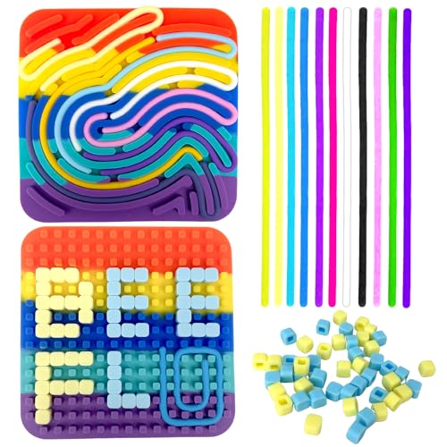 Fortivae Sensorik Activity Board, Sensorik Spielzeug, Aktivitätsbrett Sensorisches, Angstzuständen, ADHD und Autismus, Autismus Spielzeug, Beruhigung, Autismus Sensorik Spielzeug(Regenbogenquadrat) von Fortivae