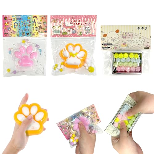 Fortivae Squishy Toy, 22 Pcs Squeeze Spielzeug, Squeeze Katze Kralle, Squishy Cat Toy, Kawaii Stress Relief Squeeze Toy, Stressbälle, für Kinder und Erwachsene(2 Pcs Groß & 20 Pcs mini Cat Paw) von Fortivae