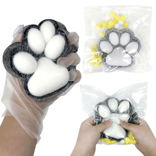Squishy, 1 Pcs Squishy Toy Big Cat Paw, Squeeze Spielzeug, Squeeze Toy, Squishy Cat Toy, Kawaii Stress Squeeze Toy, Stressbälle, für Kinder und Erwachsene（Schwarz und Weiß XL） von Fortivae