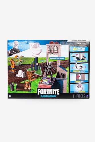 Fortnite Bear,Teddy FNT0990 Micro Legendary Series POI Flush Factory, inklusive Spielset, Zubehör und 6,3 cm Totenkopf-Trooper-Figur, Mehrfarbig von Fortnite