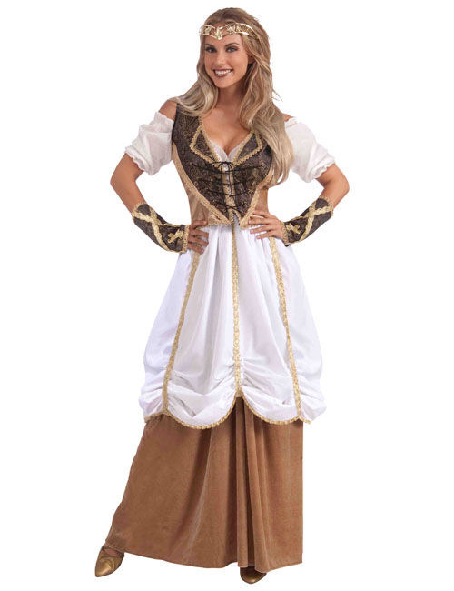 Mittelalter Damenrock Raffungen beige-weiss von Forum Novelties - KF
