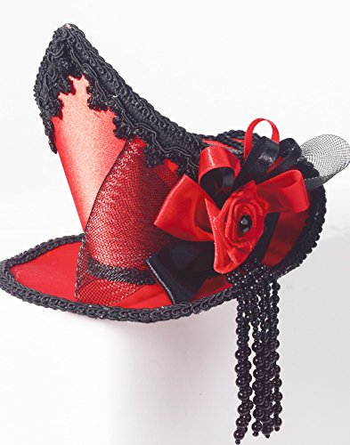 FORUM Piratin Seeräuber Gothic Halloween Mini Hut schwarz-rot Einheitsgröße von Forum Novelties