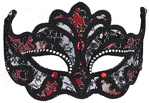 Forum Mardi Gras Costume Masquerade Half Mask With Lace and Rhinestones, Black/Red, One Size Forum Mardi Gras Costume Masquerade Half Mask With Lace and Rhinestones, Black/Red, One Size von Forum Novelties