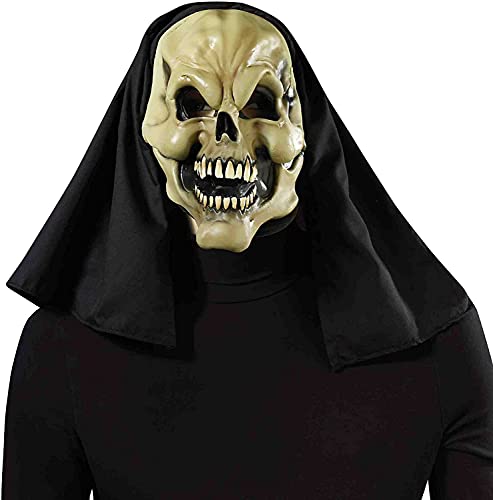 Forum Novelties Men's Hooded Skeleton Mask, Half White, Standard von Forum Novelties