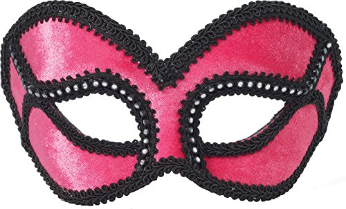 Venezianische Augenmaske Domino Samt pink-schwarz von Forum Novelties