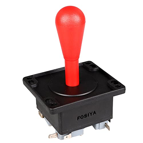 Fosiya Arcade American Style 2 Poliger Arcade Joystick mit Happ Typ 8-Fach bedienbar, elliptischer Rot Griff präzises 0,187 "4,8mm Terminal für Videospiele Arcade1up Maschinenteile (Rot) von Fosiya