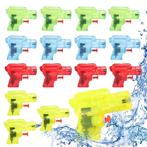 Wasserpistole Kinder 16 Stück, Fosoloni Klein Spritzpistolen Reichweite 7 Meter，Kleine Wasserpistolen Spielzeuge, Wasserpistole Kinder für Sommer Garten Pool Strand Party Mitgebsel(Stil-A) von Fosoloni