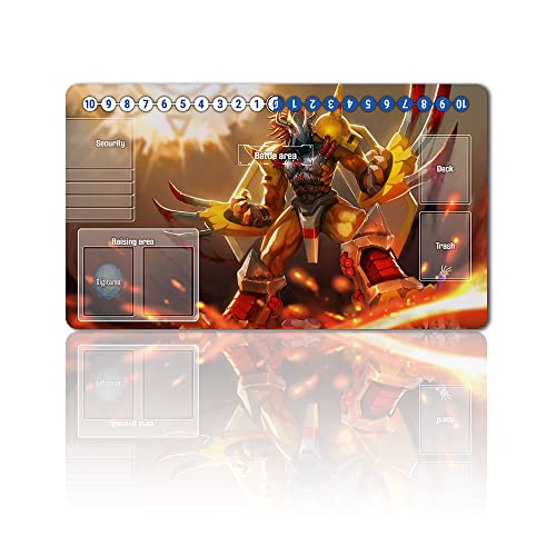 Brettspiel Digimon Spielmatten + Gift Free Bag,TCG Card Game Table Mat Größe 60X35CM Mouse Pad Kompatibel Mit MTG TCG Digimon with Card Zones (692915) von Four leaves