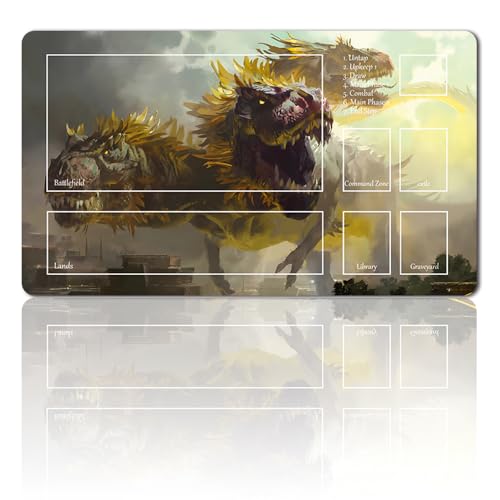 Four Leaves MTG Spielmatte + Kostenlose wasserdichte Tasche, TCG Card Game Table Mat Gre 60x35cm Mouse Pad, Kompatibel Mit MTG TCG (Zone-Zacama, Primal Calamit-with Zone) von Four leaves