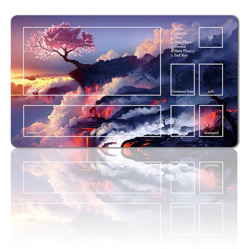 Brettspiel MTG Spielmatten+Kostenlose wasserdichte Tasche,TCG Card Game Table Mat Größe 60X35CM Mouse Pad Kompatibel Mit MTG TCG (pink Tree-with Zone) von Four leaves