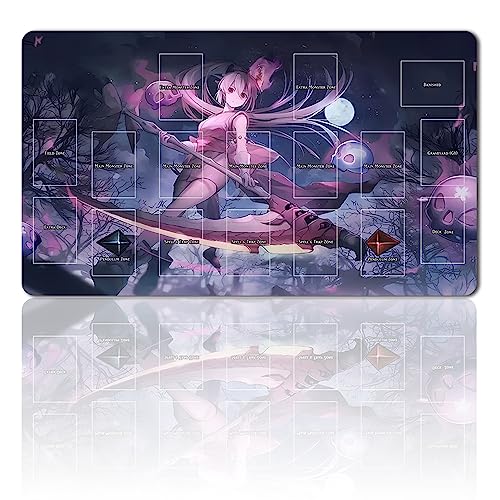 Brettspiel TCG Spielmatten + Gift Free Bag + with Card Zones,YGO Card Game Table Mat Größe 60X35CM Kompatibel Mit Trading Card Game Mat (YGO-G-11) von Four leaves