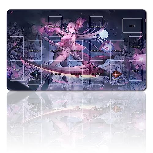 Brettspiel TCG Spielmatten + Bag + with Card Zones,YGO Card Game Table Mat Größe 60X35CM Kompatibel Mit Trading Card Game Mat (YGO-G-11-JH) von Four leaves