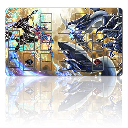 Brettspiel TCG Spielmatten + Gift Free Bag + with Card Zones,YGO Card Game Table Mat Größe 60X35CM Kompatibel Mit Trading Card Game Mat (YGO-G-3-G) von Four leaves