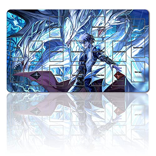 Brettspiel TCG Spielmatten + Gift Free Bag + with Card Zones,YGO Card Game Table Mat Größe 60X35CM Mouse Pad Kompatibel Mit Trading Card Game Mat von Four leaves