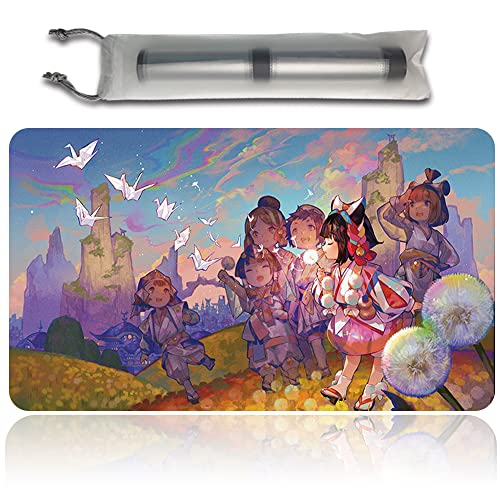 Four Leaves MTG Playmat - Anime TCG Spielmatte + Kostenlose wasserdichte Tasche, Größe 60x35cm, Mouse Pad kompatibel mit MTG TCG CCG RPG - Für Spieler ab 12 Jahren von Four leaves