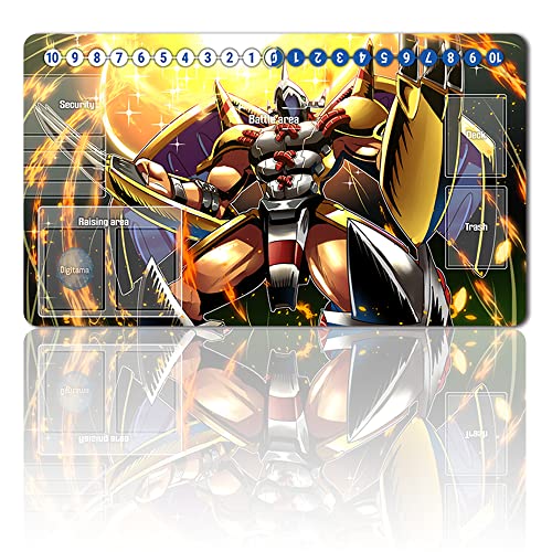 Brettspiel Digimon Spielmatten + Gift Free Bag,TCG Card Game Table Mat Größe 60X35CM Mouse Pad Kompatibel Mit MTG TCG Digimon with Card Zones (1961459) von Four leaves