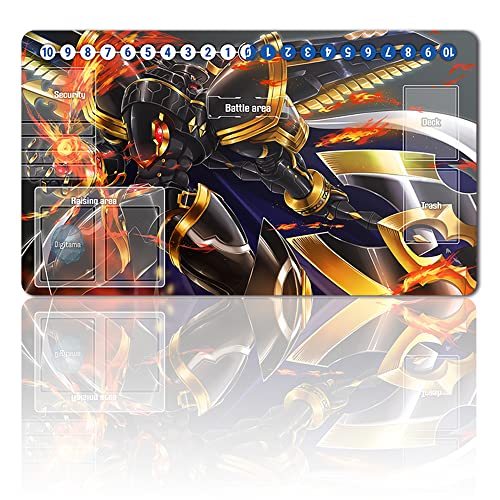 Four leaves Brettspiel Digimon Spielmatten + Gift Free Bag,TCG Card Game Table Mat Größe 60X35CM Mouse Pad Kompatibel Mit MTG TCG Digimon with Card Zones (1962346), 20220823 von Four leaves