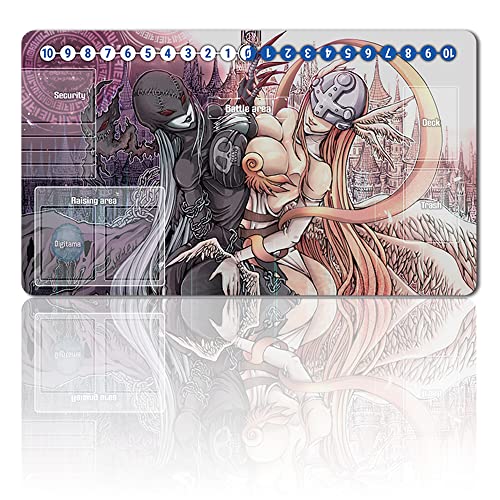 Brettspiel Digimon Spielmatten + Gift Free Bag,TCG Card Game Table Mat Größe 60X35CM Mouse Pad Kompatibel Mit MTG TCG Digimon with Card Zones (33) von Four leaves