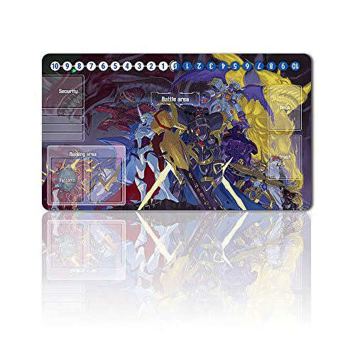 Four leaves Brettspiel Digimon Spielmatten + Gift Free Bag,TCG Card Game Table Mat Größe 60X35CM Mouse Pad Kompatibel Mit MTG TCG Digimon with Card Zones (487460), 20220823 von Four leaves