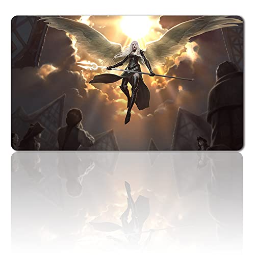 Brettspiel MTG Spielmatten+Kostenlose wasserdichte Tasche,TCG Card Game Table Mat Größe 60X35CM Mouse Pad Kompatibel Mit MTG TCG (Avacyn Angel of Hop) von Four leaves