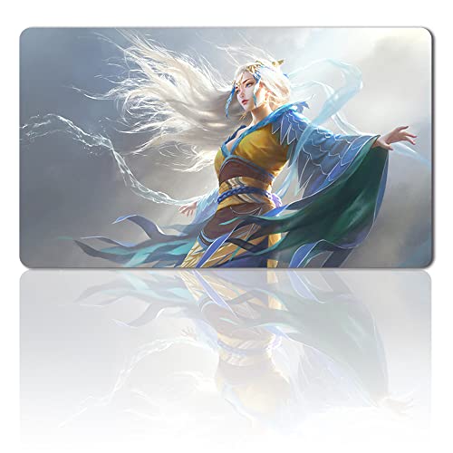 Brettspiel MTG Spielmatten+Kostenlose wasserdichte Tasche,TCG Card Game Table Mat Größe 60X35CM Mouse Pad Kompatibel Mit MTG TCG (MU YANLING Sky Dancer) von Four leaves