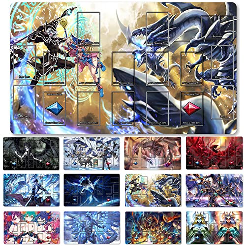 Brettspiel TCG Spielmatten + with Card Zones,YGO Card Game Table Mat Größe 60X35CM Mouse Pad Kompatibel Mit Trading Card Game Mat (2098608) von Four leaves