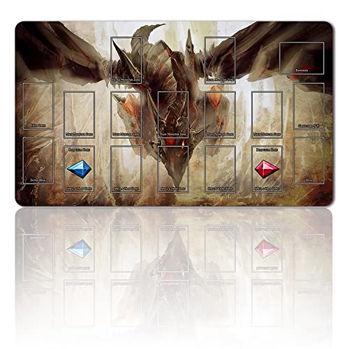 Four leaves Brettspiel TCG Spielmatten + Gift Free Bag + with Card Zones ,YGO Card Game Table Mat Größe 60X35CM Mouse Pad Kompatibel Mit Trading Card Game Mat (ygo (11)), 20220720 von Four leaves