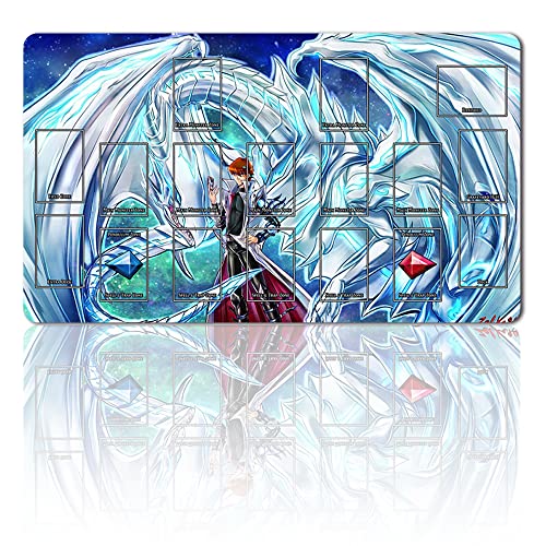 Four leaves Brettspiel TCG Spielmatten + Gift Free Bag + with Card Zones ,YGO Card Game Table Mat Größe 60X35CM Mouse Pad Kompatibel Mit Trading Card Game Mat (ygo (23)), 20220720 von Four leaves