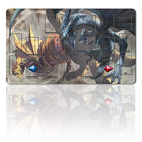 Four leaves Brettspiel TCG Spielmatten + Gift Free Bag + with Card Zones ,YGO Card Game Table Mat Größe 60X35CM Mouse Pad Kompatibel Mit Trading Card Game Mat (ygo (55)) von Four leaves