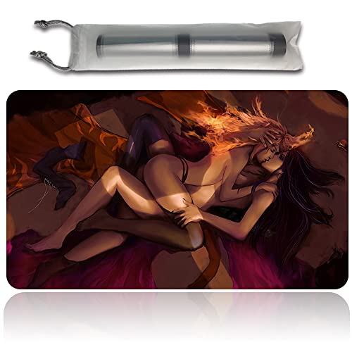 MTG Spielmatten+Kostenlose wasserdichte Tasche,MTG Playmat Table Mat Größe 60X35CM, MTG Mouse Pad Kompatibel Mit MTG TCG CCG (Liliana Vess and Chandra) von Four leaves